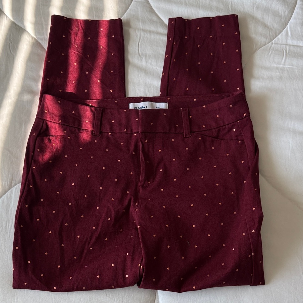 Old Navy Pixie Maroon Pants With Dotted Pattern - image 2